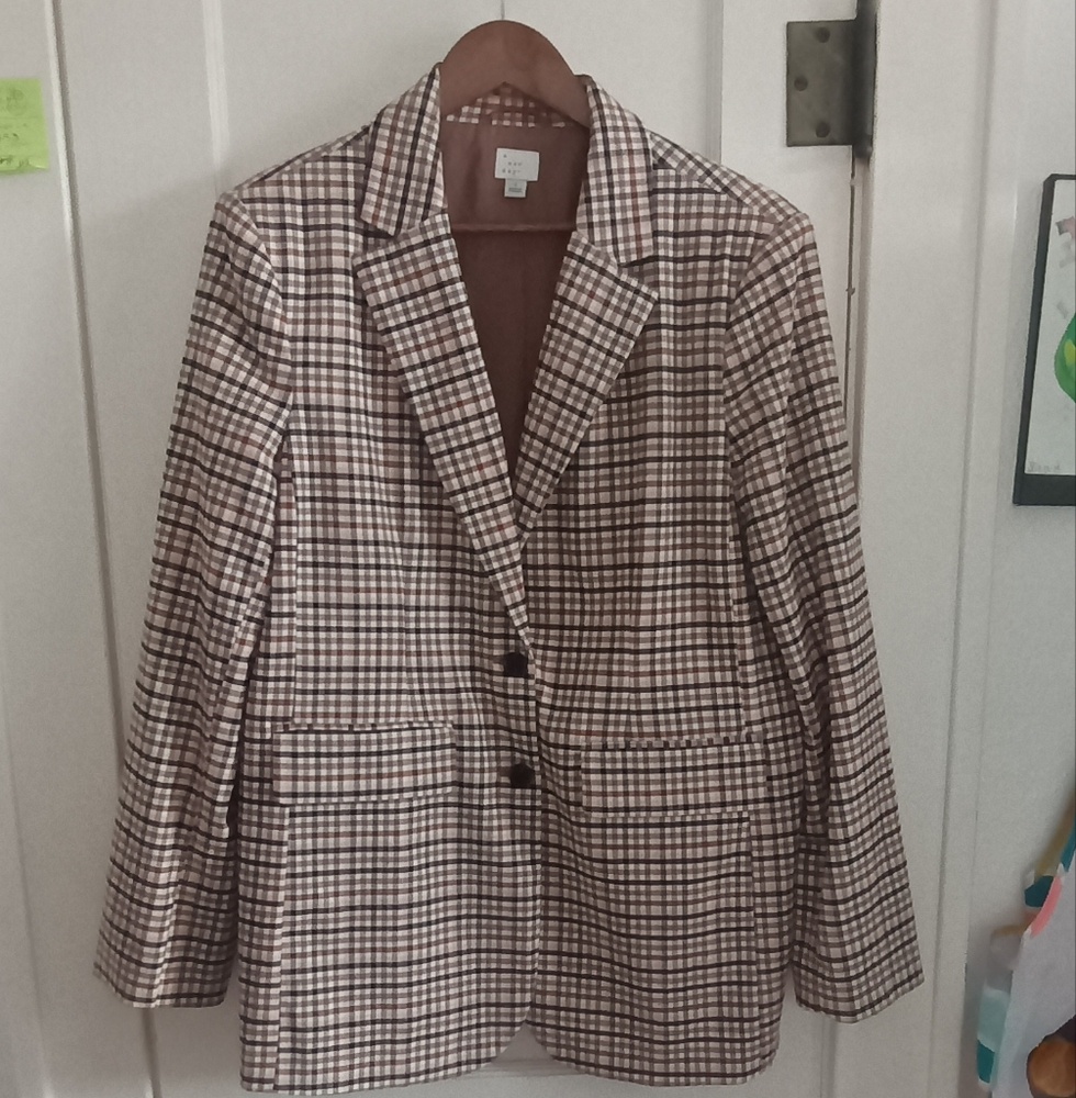 a new day Checkered Blazer in Black and White